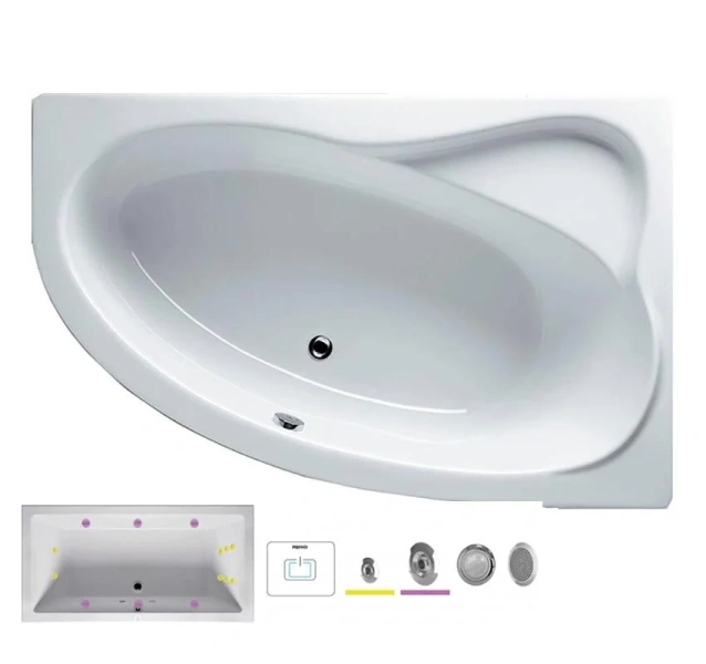 Ванна гидромассажная Riho Lyra 170 x 110 см, FLOW, левая/правая - фото 1