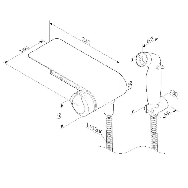 Гигиенический душ со смесителем Am.Pm X-Joy F0H85A8 управление TouchReel - фото 2