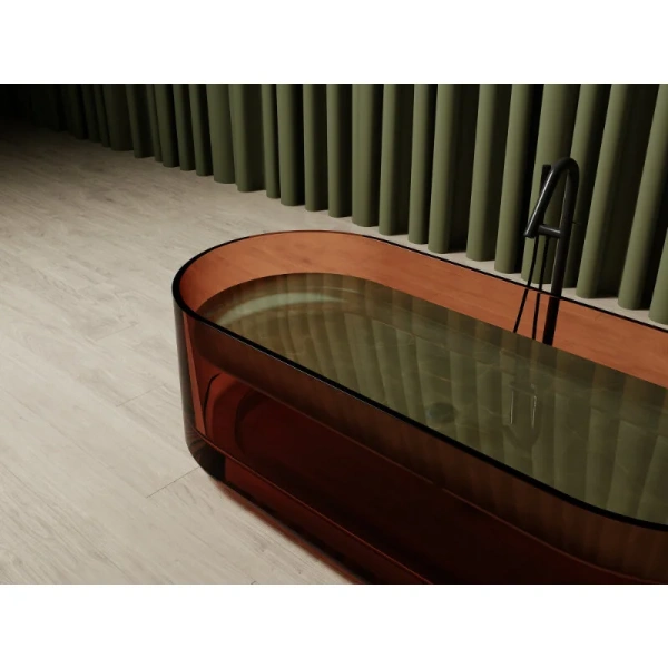 Ванна из полиэфирной смолы Abber Kristall 170x75 см коричневая, овальные - фото 5