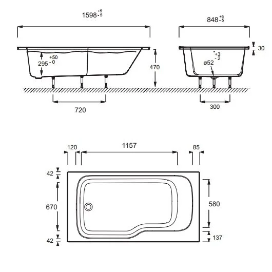 Ванна акриловая Jacob Delafon Bain Douche Malice 160х85 см правая, современныe, hi-tech - фото 3