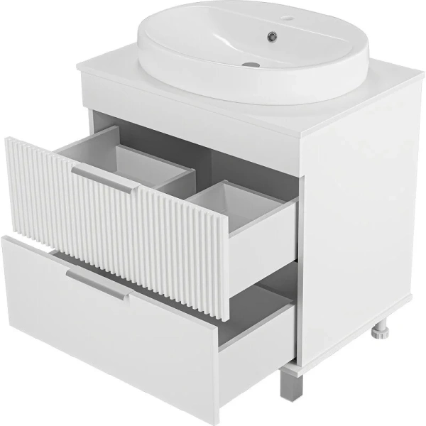 Тумба под раковину напольная Brevita Enfida 70 см белая, под накладную раковину - фото 5