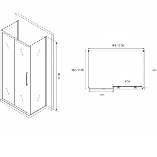 Душевой уголок Abber Schwarzer Diamant AG30120H-S100-S100 120x100 см пристенный - фото 2