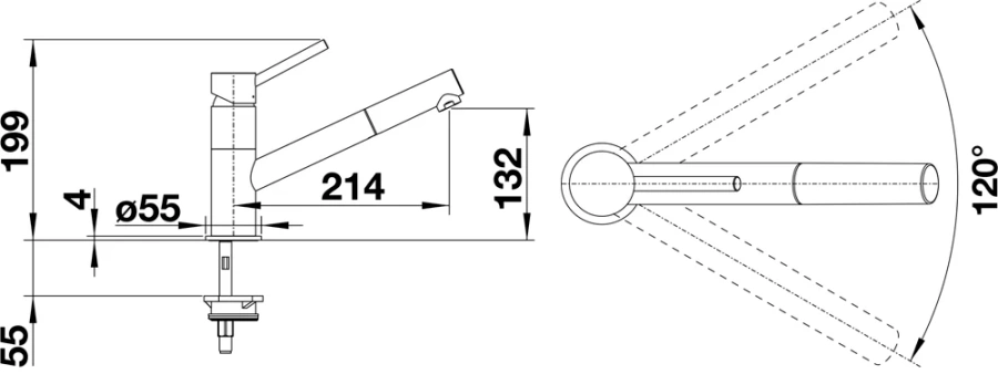 Смеситель для кухни, хром, Blanco Kano-S, современные, hi-tech - фото 3