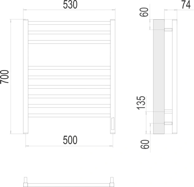 Полотенцесушитель электрический Terminus Ватикан П9 500х700 хром - фото 2