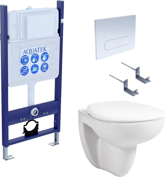 Унитаз с инсталляцией Акватек Каир кнопка белая - фото 1