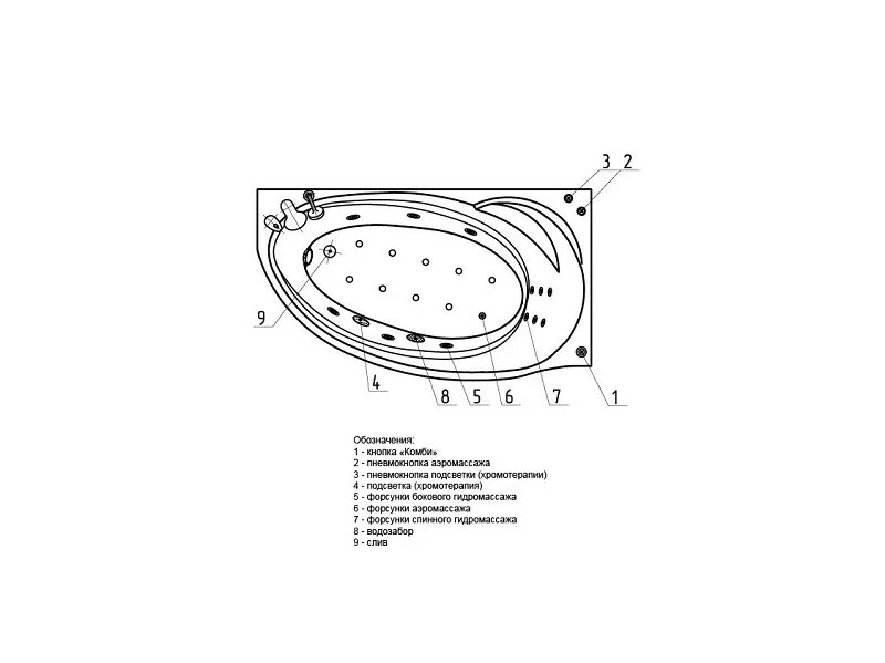 Ванна акриловая Aquatek Бетта BET160-0000169/BET160-0000170, 160 x 97 см, левая/правая, белая, угловые, приставные, встраиваемые - фото 6