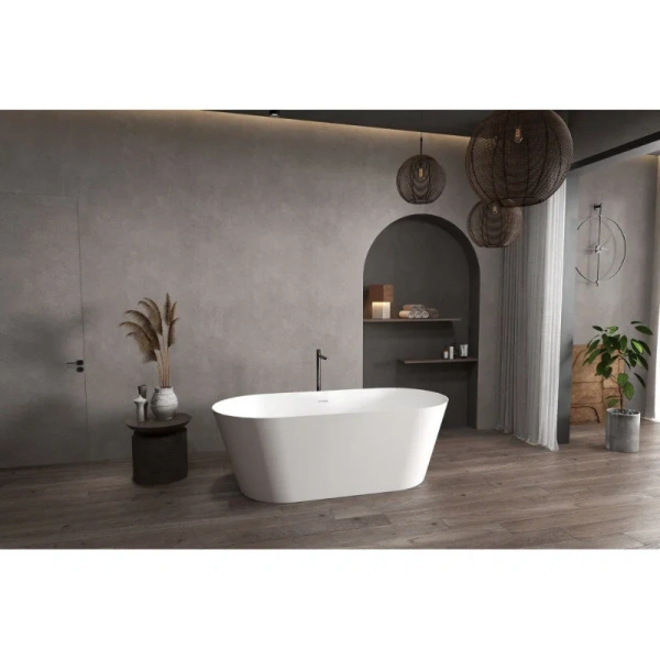 Ванна из искусственного камня Abber Stein 160x70 см белая матовая, овальные - фото 5
