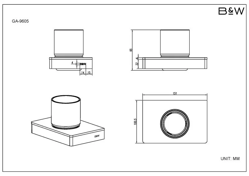 Стакан для ванной Black&White Gravity хром - фото 1