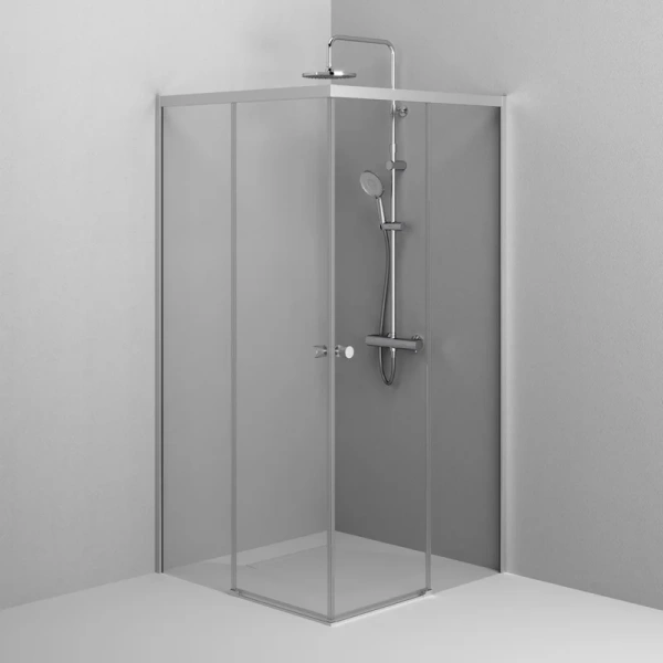 Душевой уголок Am.Pm X-Joy 100x100 см профиль хром матовый, стеклянные, угловые, без поддона - фото 6