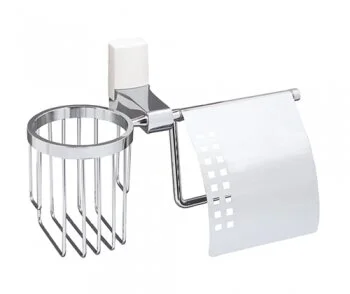 Бумагодержатель с держателем освежителя воздуха WasserKRAFT Leine хром/белый - фото 1