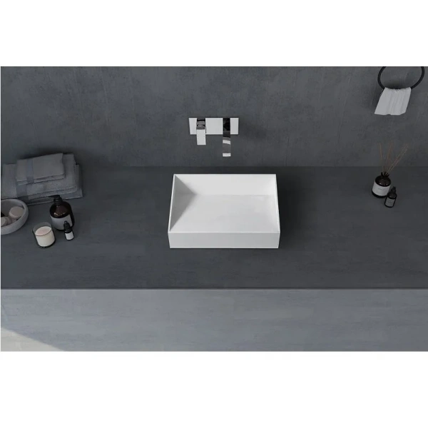 Раковина Abber Stein 60 см белая матовая, в форме чаши, прямоугольной формы - фото 5