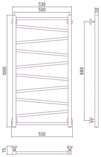 Полотенцесушитель водяной Сунержа Сирокко 50х100 см без покрытия - фото 2