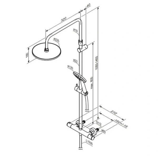 Душевая стойка Damixa Jupiter черная, современные, hi-tech - фото 2