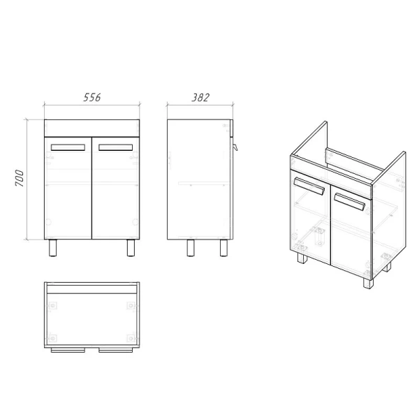 Тумба под раковину напольная Grossman Neo 60 см белая - фото 2