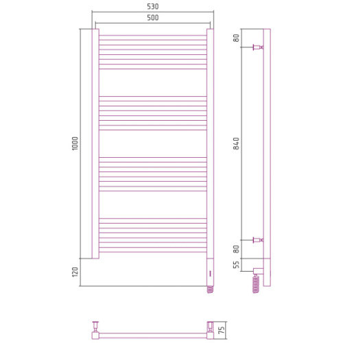 Полотенцесушитель электрический Сунержа Модус 3.0 50x100 см правый другие цветовые решения - фото 4
