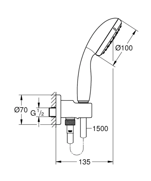 Душевой комплект Grohe New Tempesta 100 2 вида струи - фото 2