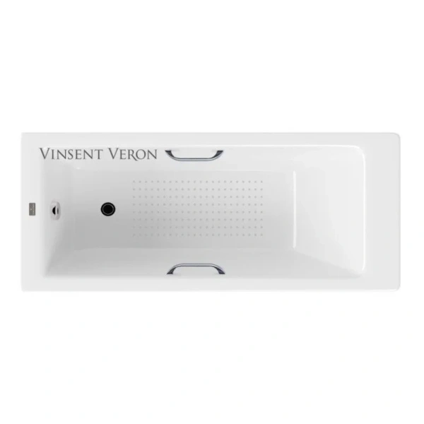 Чугунная ванна Vinsent Veron Tampa VTP1707042H/VH0012CH-AS, 170 x 70 см, с антискользящим покрытием, ручки хром, цвет белый - фото 1