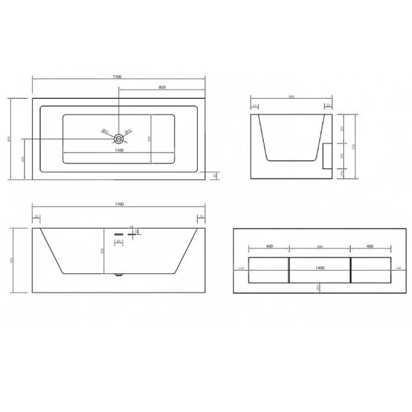 Акриловая ванна Abber 170х80 см прямоугольная, акриловые - фото 2