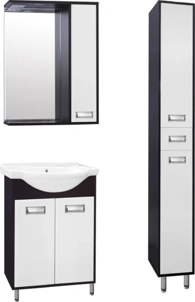 Зеркальный шкаф с подсветкой Style Line Панда 60 см белый/венге, в наличии index_1 - фото 10