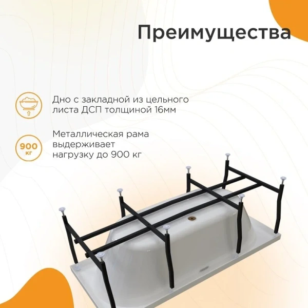 Гидромассажная ванна Радомир Вальс 1-83-2-0-0-183, 180 х 80 см, рама-подставка, фронтальная панель, слив-перелив, гидромассаж Люкс хром КУ 500, датчик уровня воды, turbo pool, озонатор, хромотерапия, радио, массаж спины, ступней, боковых поверхностей, бел, 180 см - фото 9