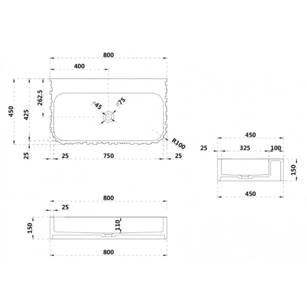 Раковина Abber Stein 80 см белая матовая - фото 2