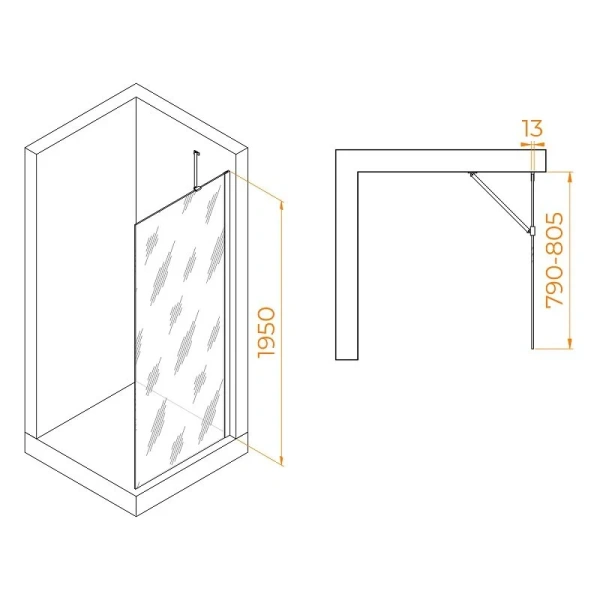 Душевая перегородка RGW Walk In WA-110 80 см профиль хром стекло серое - фото 2