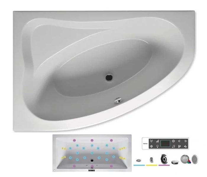 Ванна гидромассажная Riho Lyra 153 x 100 см, BLISS, левая/правая - фото 3
