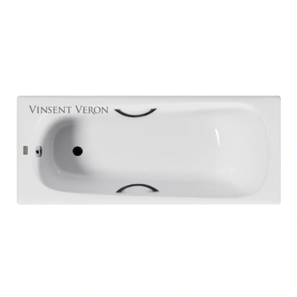 Чугунная ванна Vinsent Veron Concept VCO1507042H/VH0015BL, 150 x 70 см, ручки черные матовые, цвет белый - фото 3