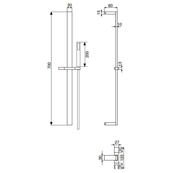 Штанга для душа Cezares CZR CZR-B-SDQ латунь - фото 2