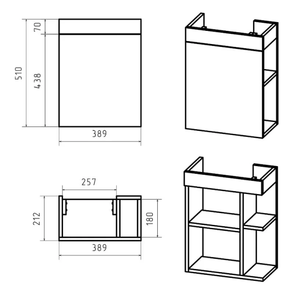 Тумба с раковиной подвесная Misty Лира 40 см с открытыми полками, по запросу, нет в наличии - фото 2