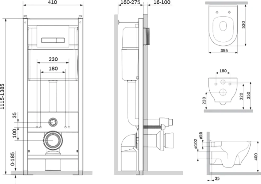 Унитаз с инсталляцией Am.Pm Like IS302 с сиденьем микролифт и клавишей index_2 - фото 7