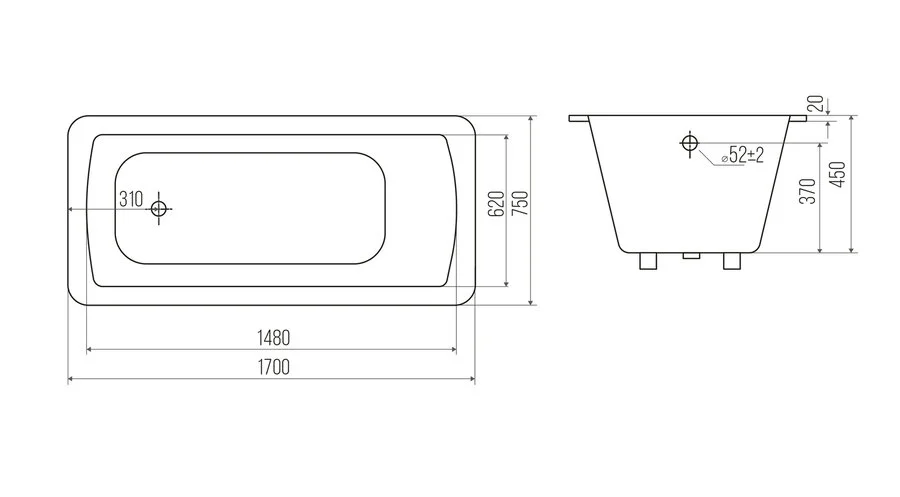 Ванна чугунная Goldman Elite ET17075, 170 х 75 см, белая - фото 2