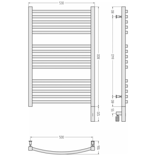 Полотенцесушитель электрический Сунержа Аркус 3.0 50x80 см матовый чёрный, правый - фото 3