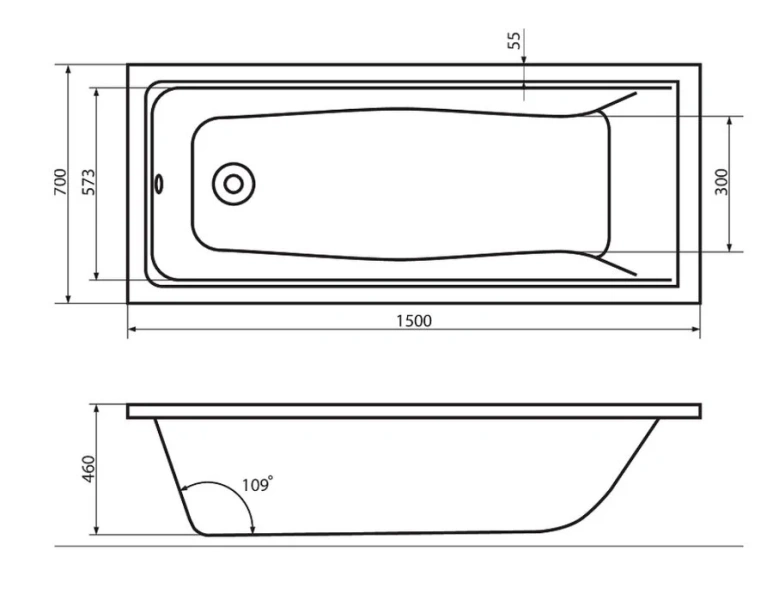 Ванна акриловая Corpa Nera Davinci CN05001WH, 150 x 70 см, белый - фото 2