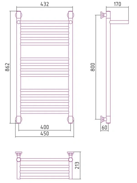 Полотенцесушитель водяной Сунержа Богема+ 40x80 см с полкой, хром - фото 2