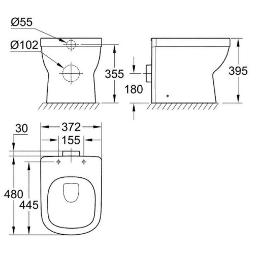 Унитаз напольный приставной безободковый Grohe Euro Ceramic 39329000 - фото 2
