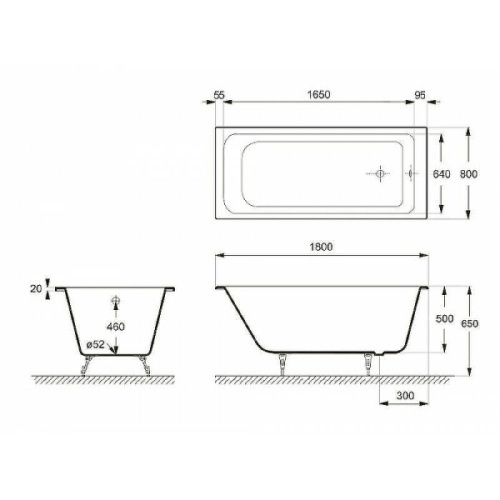 Ванна чугунная Delice Camelot DLR230616R-AS 180x80 прямоугольная - фото 2