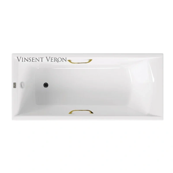 Чугунная ванна Vinsent Veron Devon VDV1908045H/VH0012GD, 190 x 80 см, ручки золото, цвет белый - фото 1