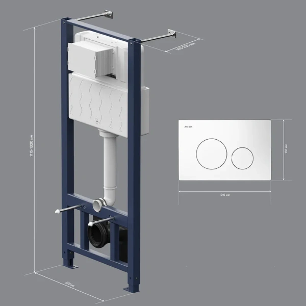 Инсталляция для унитаза Am.Pm Pro с белой пневматической клавишей, с кнопкой - фото 5