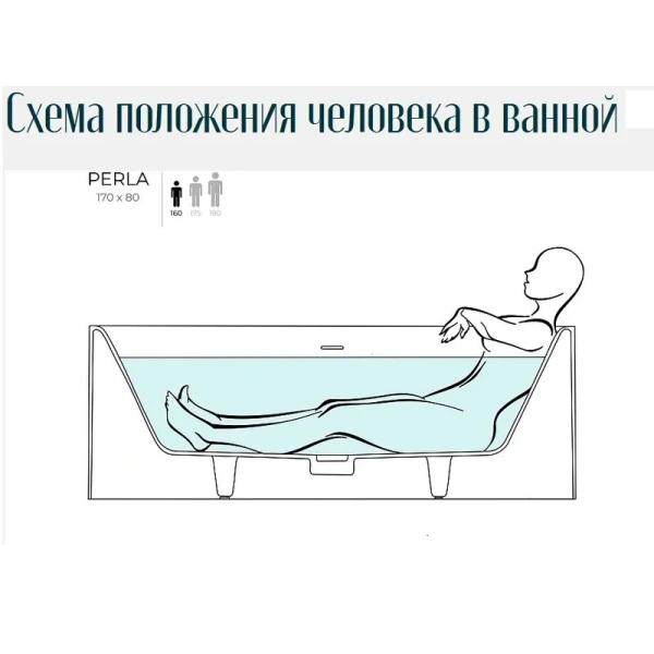 Ванна из искусственного камня Salini Perla 170х80 см отдельностоящая - фото 1