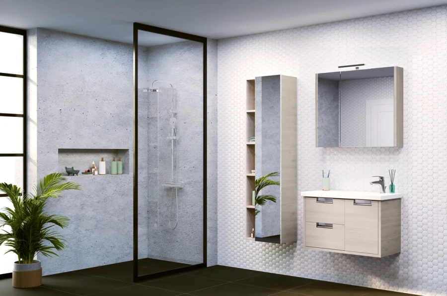 Зеркальный шкаф с подсветкой Roca Etna 857304 80 см с двумя дверками - фото 2