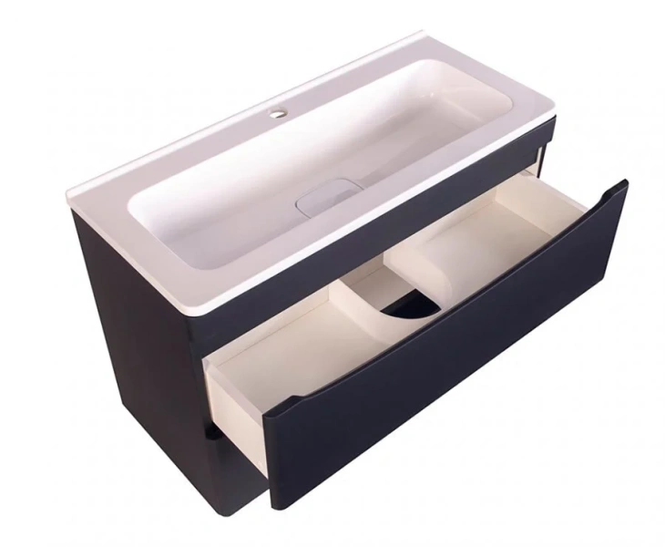 Тумба под раковину подвесная Style Line Бергамо 80 см черная, 80 см - фото 6