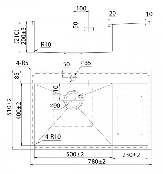 Мойка для кухни IDDIS Haze 78 см чаша слева - фото 2
