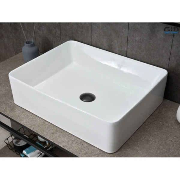 Раковина GID Geometrico N9104 52 см белая, в форме чаши, прямоугольной формы - фото 5