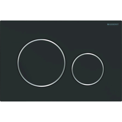 Клавиша смыва Geberit Sigma 20 черная матовая/обод глянцевый хром противоотпечатковая поверхность - фото 1