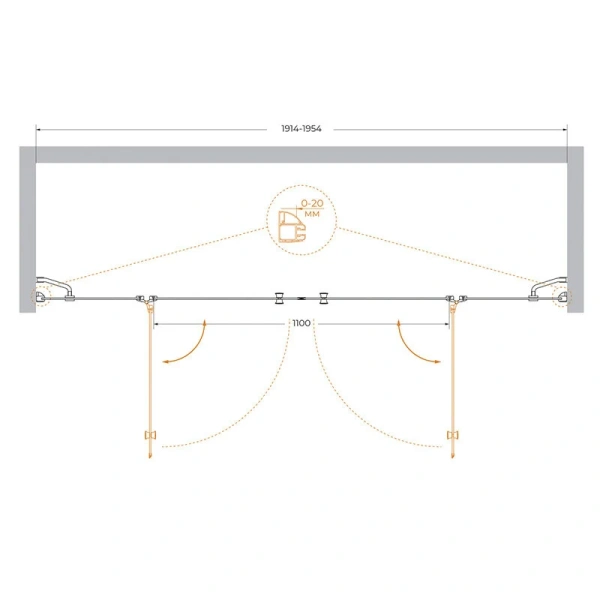 Душевая дверь в нишу Cezares Verona 195 см стекло рифленое Punto - фото 2