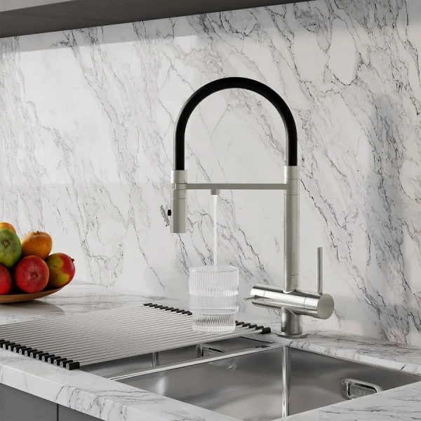 Смеситель для питьевой воды IDDIS Ace с гибким изливом сатин, высокие, из латуни, округлая форма, для питьевой воды с фильтром - фото 5