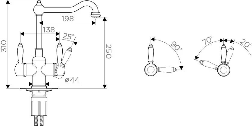 Смеситель для кухни Omoikiri Tottori-SI античное серебро, для кухни - фото 2