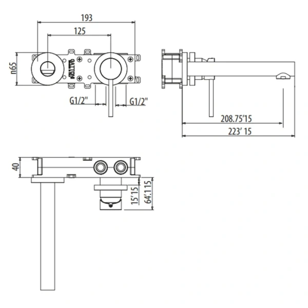 Смеситель для раковины Gattoni Circle One 9035/90 встраиваемый - фото 4