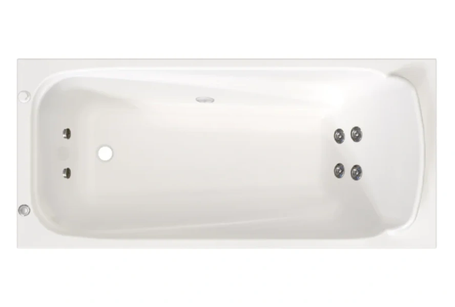 Гидромассажная ванна Радомир Роза 2-79-2-0-9-208Р, 169 x 77 см, рама-подставка разборная, фронтальный экран скандинавского вида, сифон, слив-перелив автомат, гидромассаж Стандарт хром пневмокнопка, массаж спины и ступней, белая - фото 4